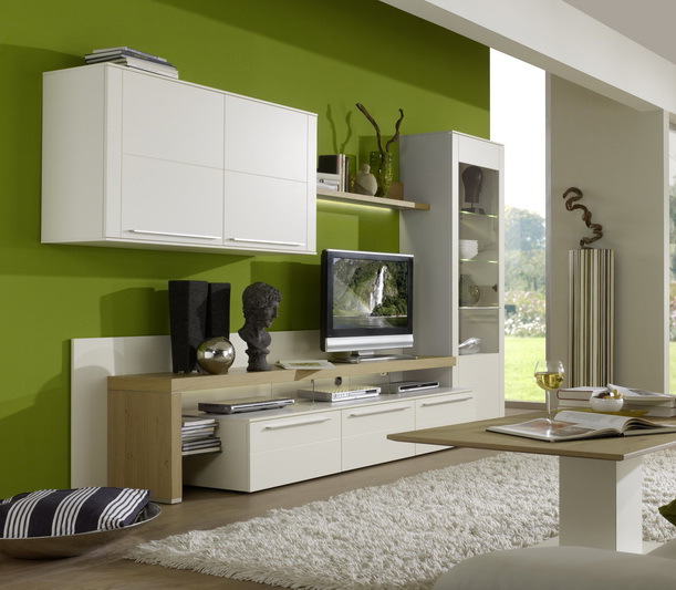 Wohnwand Bellano BE 01 SV Gwinner Lack weiß Wildeiche Wohnwand Bellano BE 01 SV Gwinner Lack weiß Wildeiche