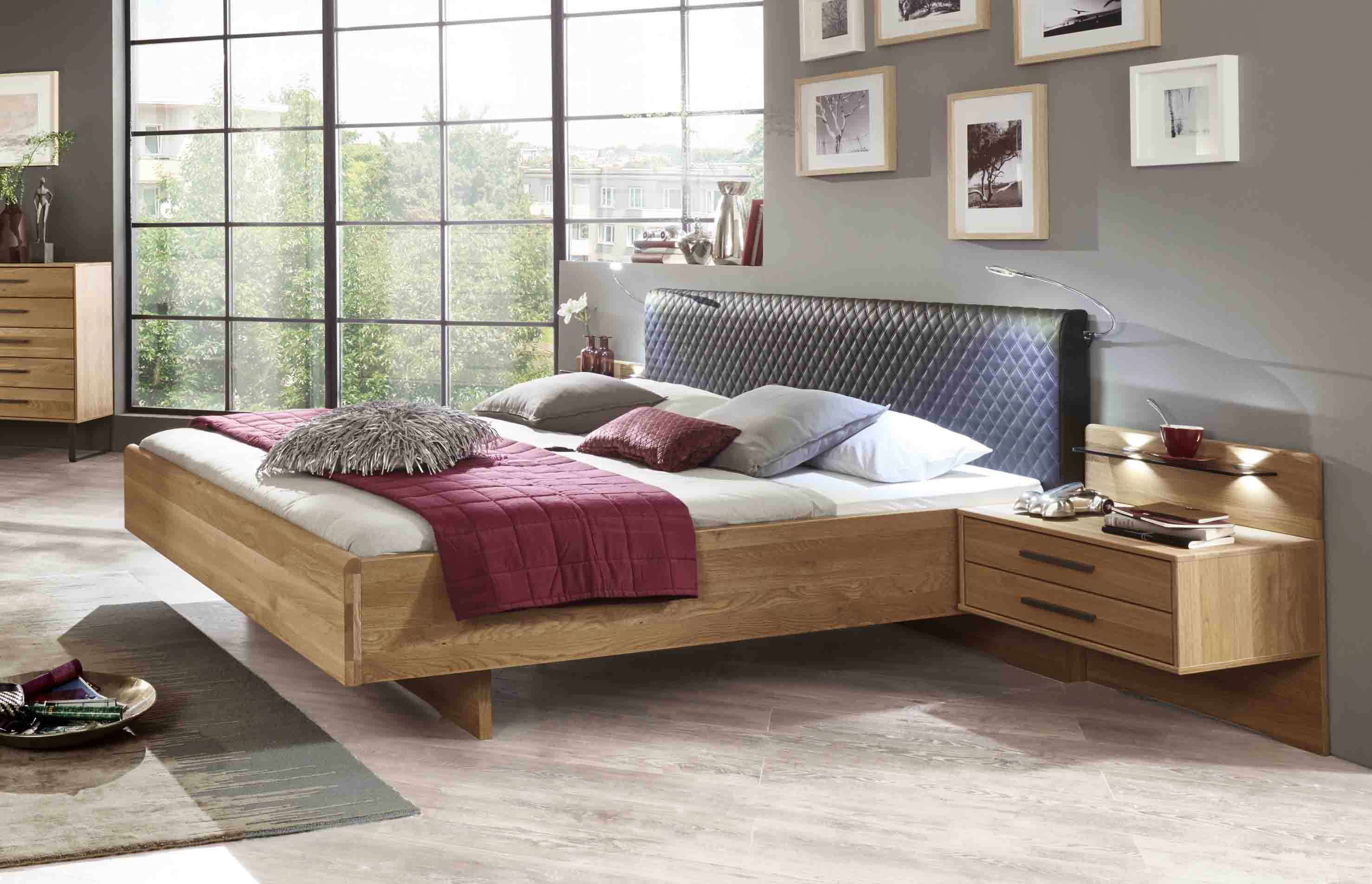 Komfortbett Turin + Nachtkonsolen Eiche teilmassiv anthrazit günstig