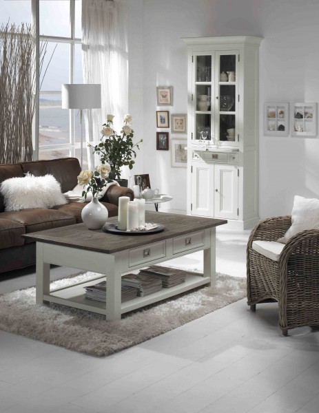 Couchtisch Skagen mit Schubladen in weiß, günstig Couchtisch Skagen mit Schubladen in weiß, günstig