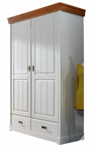 Kleiderschrank Skagen 2-türig weiß honig Kiefer massiv