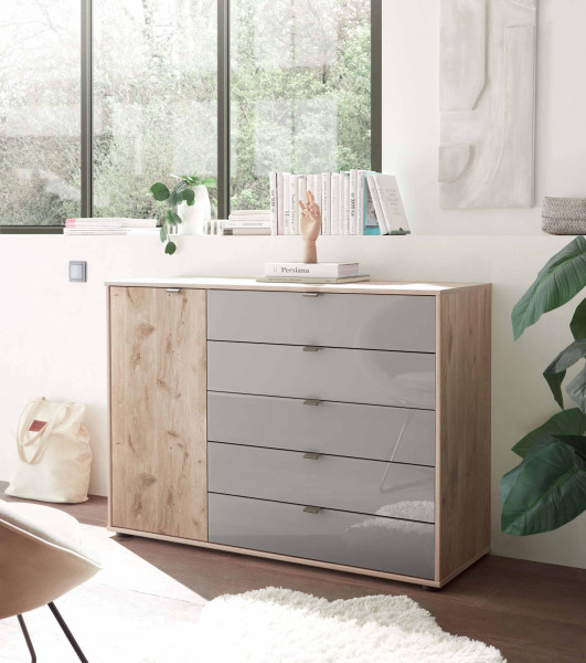 Kombikommode klein Treviso in Eiche-Dekor