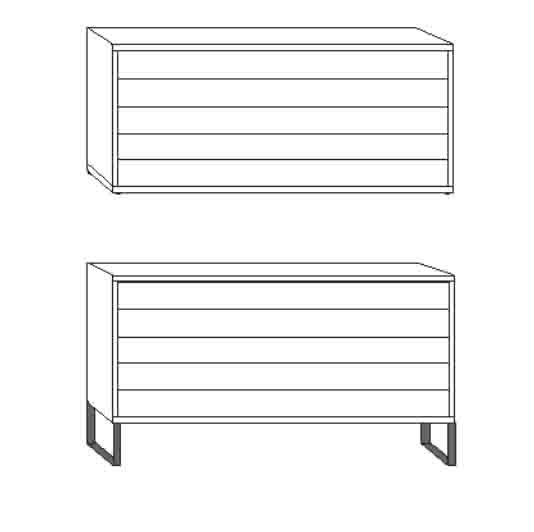 Schubkastenkommode Turin in 80 cm Eiche teilmassiv