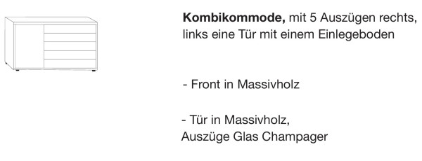 Livorno Kombikommode klein in Astkernbuche