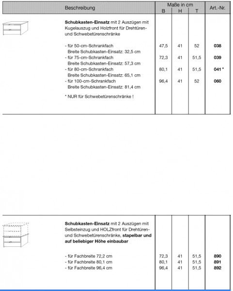 Zubehör 2, Schrankinneneinteilung, Inneinteilung günstig von Wiemann |  Massiva