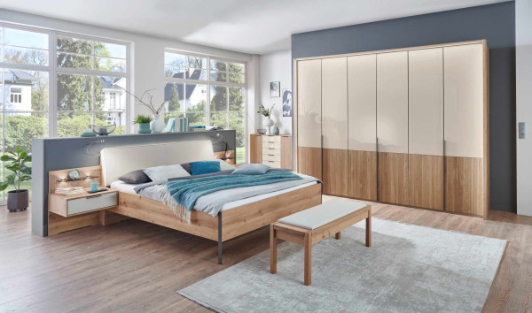 Schlafzimmer Valetta Rillenstruktur Bianco Eiche teilmassiv