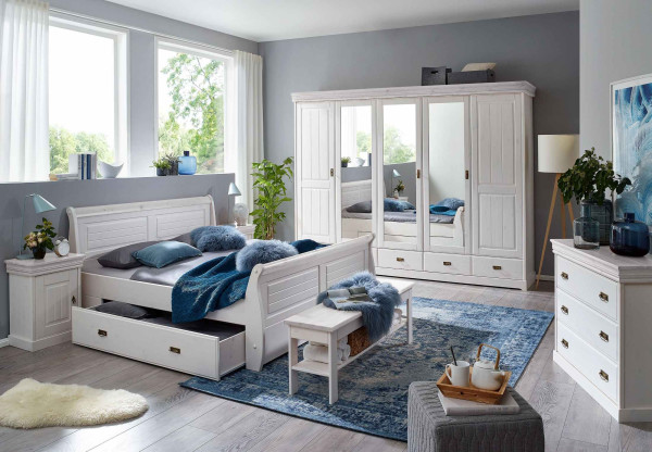 Schlafzimmer Skagen + Bettschubladen Kiefer massiv