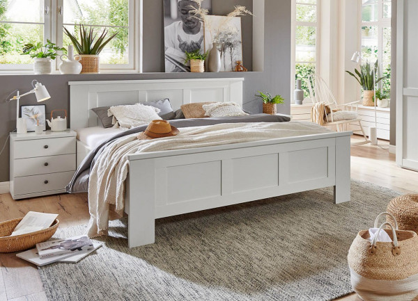 Bett Marlow in Weiß-Dekor