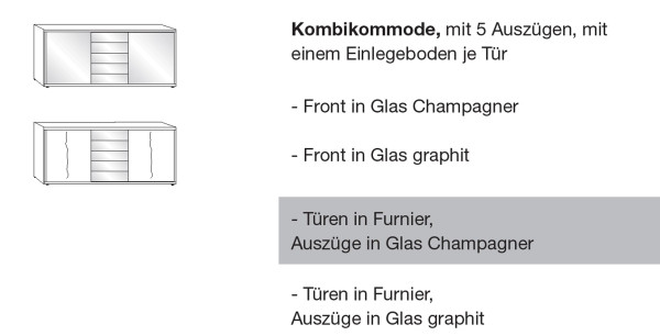 Kombikommode Cremona Bianco-Eiche graphit