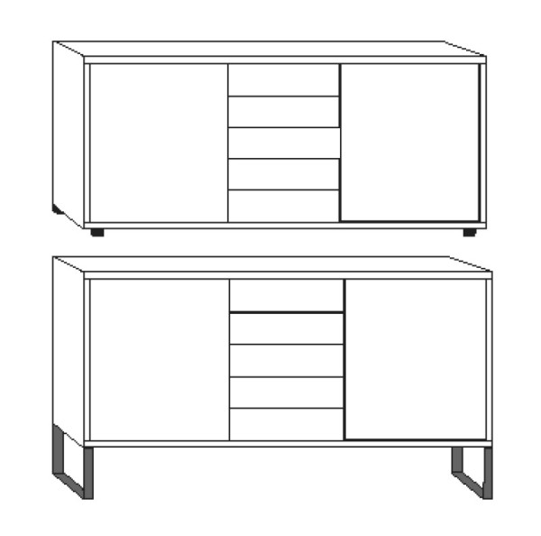 Turin Kombikommode Turin in Eiche teilmassiv