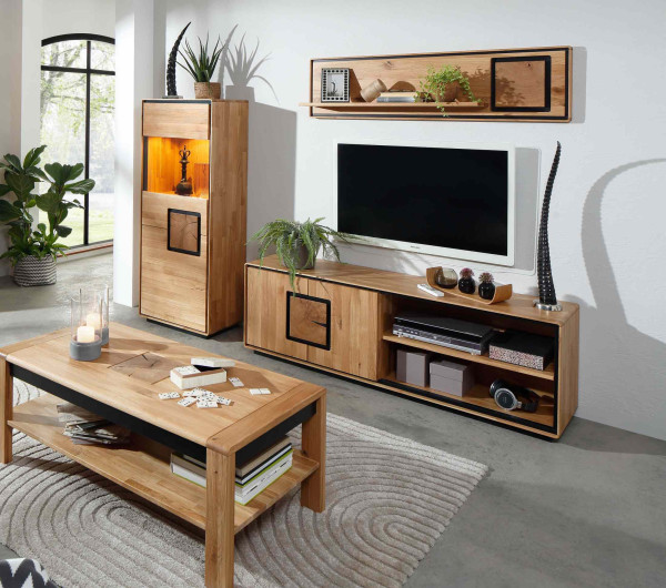 Wohnwand 2 WZ-0625 in Wildeiche massiv geölt