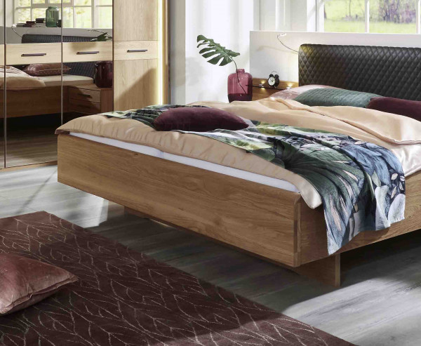 Schlafzimmer Turin 2-türig mit Polsterkopfteil Eiche teilmassiv günstig