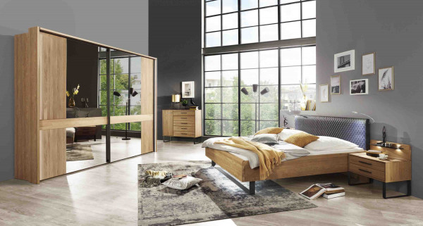 Schlafzimmer Turin mit Kufenfuß Eiche teilmassiv anthrazit