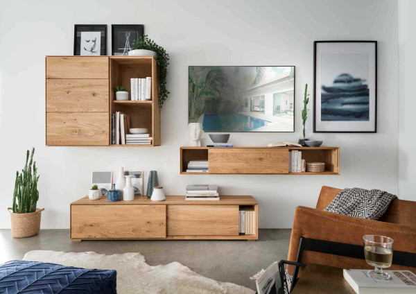 Wohnwand 10 WZ-0546 in Wildeiche massiv geölt