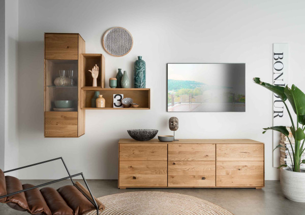 Wohnwand 3 WZ-0546 in Wildeiche massiv geölt