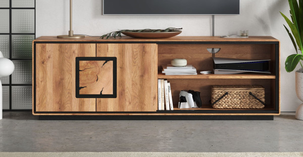 TV-Kommode 2 WZ-0625 in Wildeiche massiv geölt