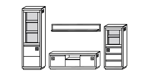 Wohnwand V-L Basel in Wildeiche massiv geölt