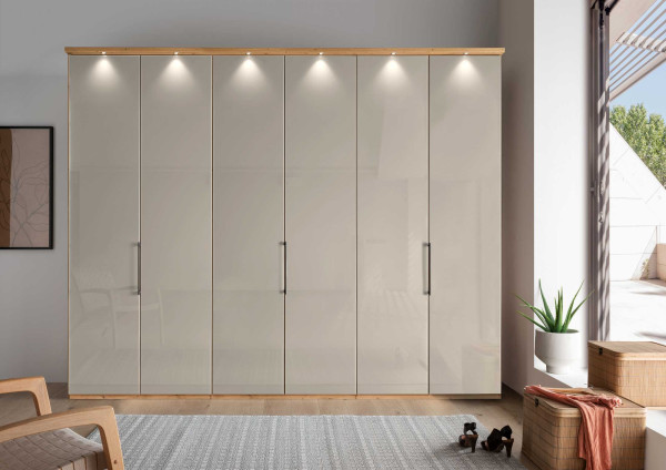 Kleiderschrank Vancouver Glas Champagner Bianco Eiche