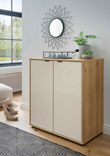 Herrenkommode Cremona Bianco-Eiche Chamapagner