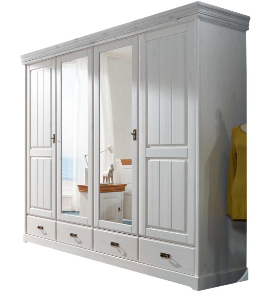 Kleiderschrank Skagen 4-türig Kiefer weiß