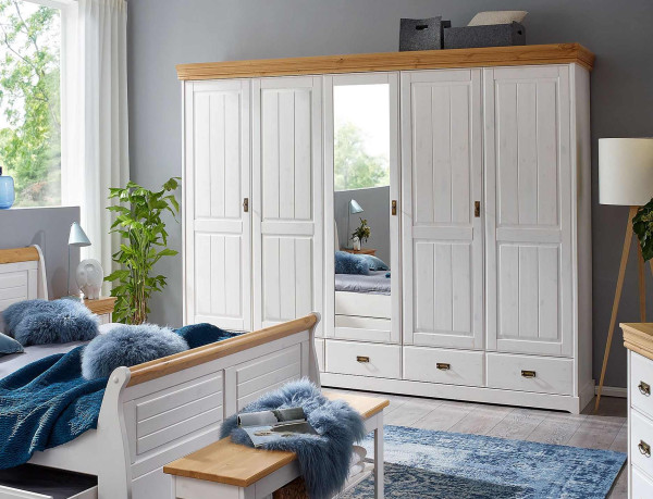 Kleiderschrank Skagen 5-türig 1 Spiegeltür