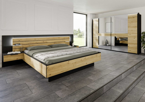 Schlafzimmer Ventura Schwarz Asteiche Dekor von Rauch black