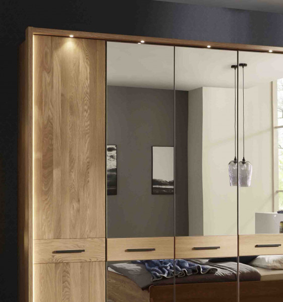 Schlafzimmer Turin 2-türig mit Polsterkopfteil Eiche teilmassiv günstig