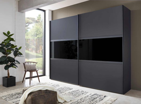 Schwebetürenschrank Split Parsol dunkelgrau