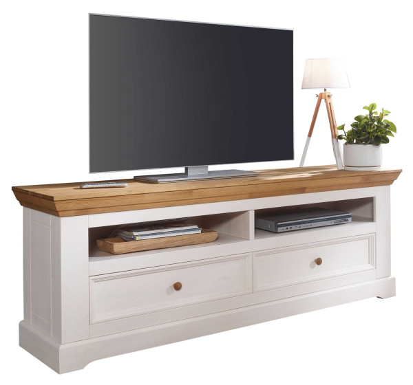 Wohnwand 7 Göteborg in Kiefer massiv weiß gewachst