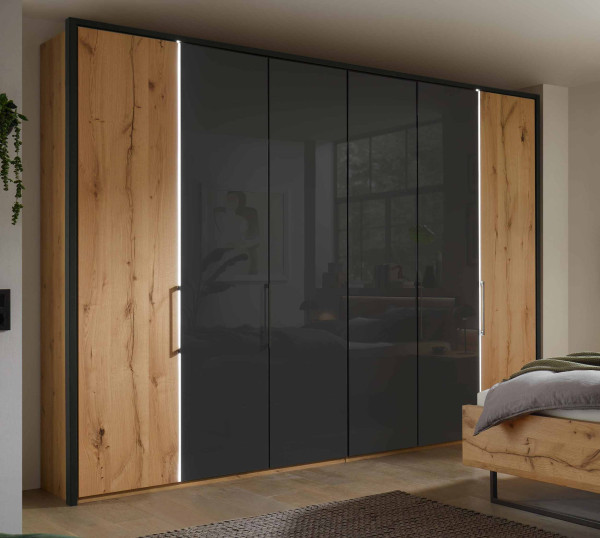 Kleiderschrank Cremona Bianco-Eiche Absatz graphit