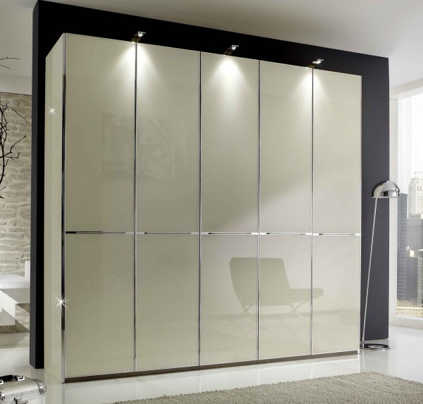 Kleiderschrank Shanghai Höhe 236 cm Eiche sägerau Glas Magnolie