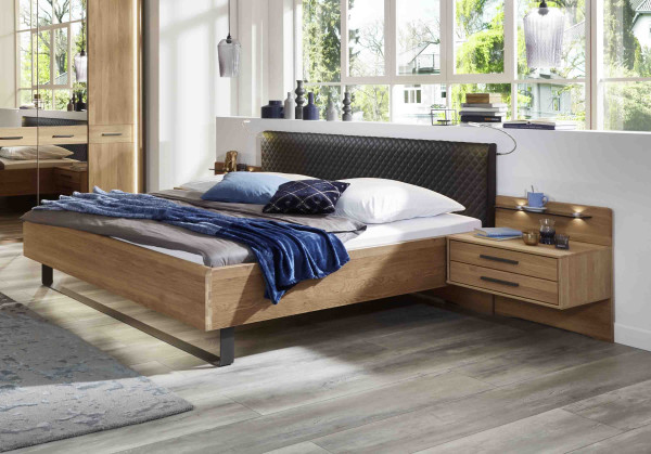 Schlafzimmer Turin mit Polsterkopfteil Eiche teilmassiv günstig