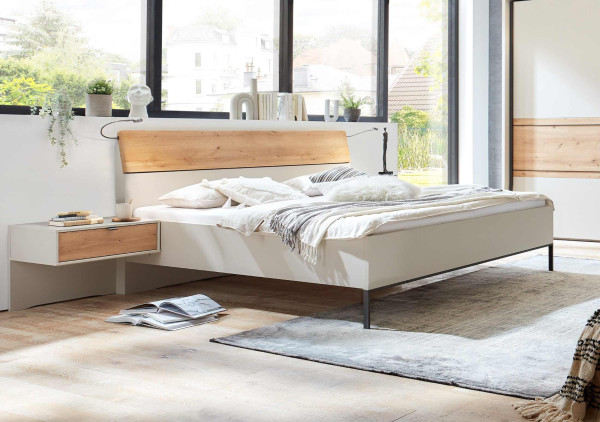 Bett Asti in Bianco-Eiche