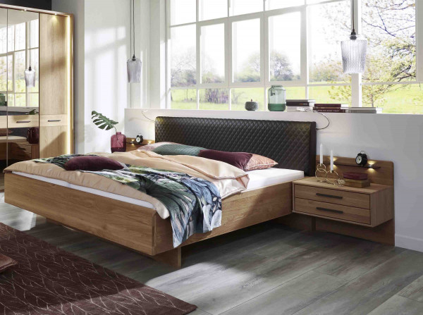 Schlafzimmer Turin 2-türig mit Polsterkopfteil Eiche teilmassiv günstig
