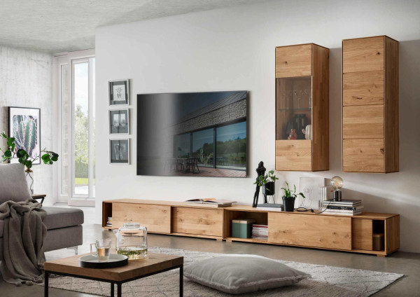 Wohnwand 8 WZ-0546 in Wildeiche massiv geölt