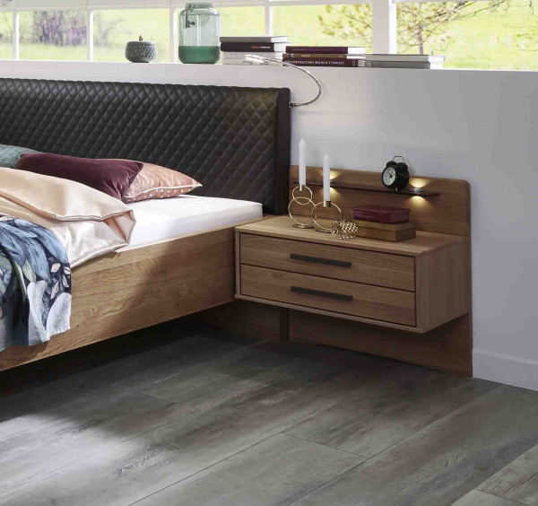 Schlafzimmer Turin 2-türig mit Polsterkopfteil Eiche teilmassiv günstig