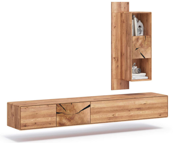 Wohnwand 3 WZ-0626 in Wildeiche massiv geölt