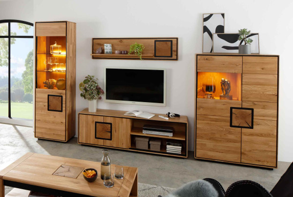 Wohnwand 5 WZ-0625 in Wildeiche massiv geölt