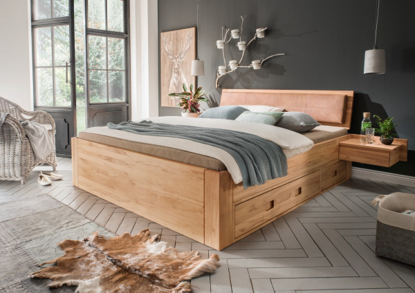 Schubladenbett J I in Massivholz geölt von M&amp;H