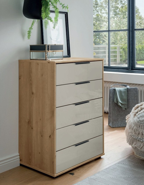 Schubkastenkommode Ventura 60 cm mit Glasfront