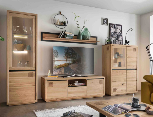 Wohnwand 2-L Basel in Wildeiche massiv geölt