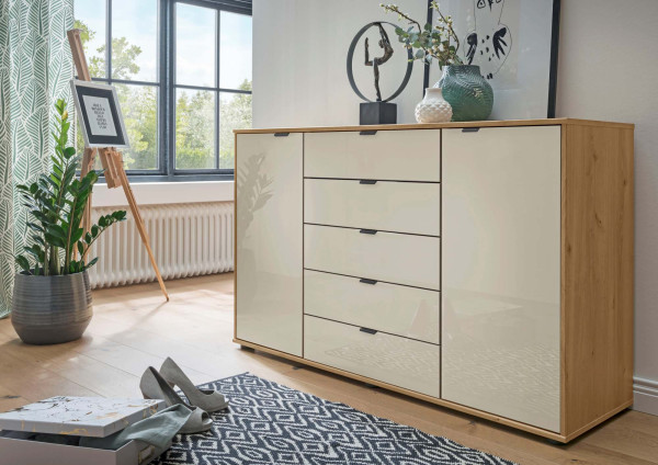 Kombikommode Cremona Bianco-Eiche Chamapagner