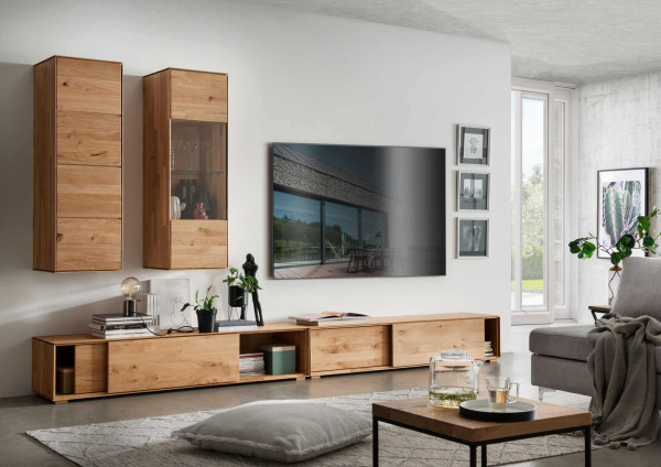 Wohnwand 7 WZ-0546 in Wildeiche massiv geölt