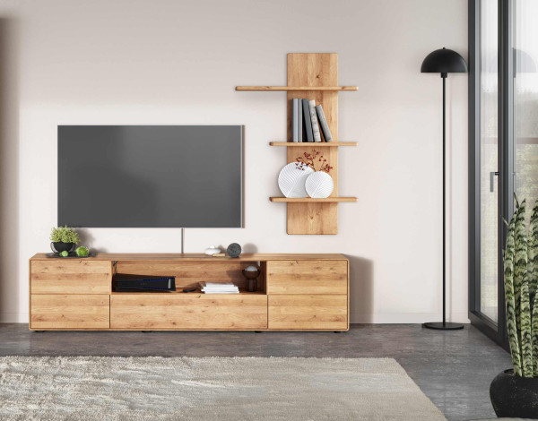 Wohnwand 5 WZ-0663 in Wildeiche massiv geölt