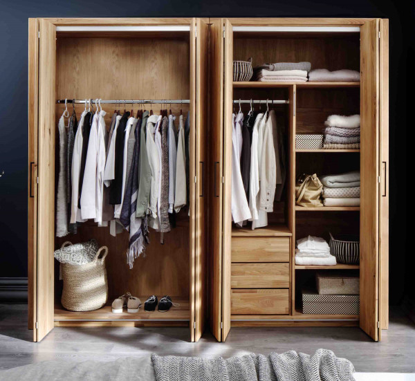 Drehtürenschrank Rödvig 4-türig mit Spiegel Wildeiche