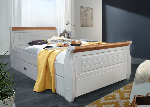 Schubladenbett Skagen 100x200 cm Kiefer honig