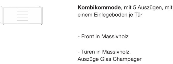 Kombikommode Livorno in Astkernbuche
