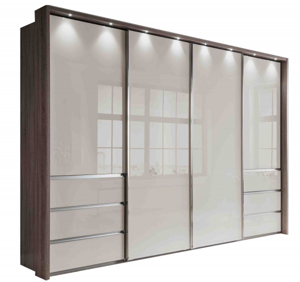 Malibu Kleiderschrank Höhe 240 cm mit Passepartout Trüffeleiche champagner