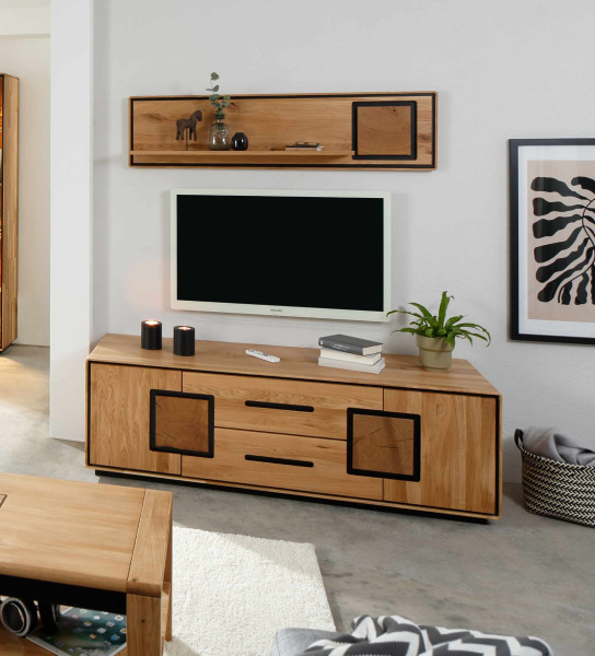 Wohnwand 3 WZ-0625 in Wildeiche massiv geölt