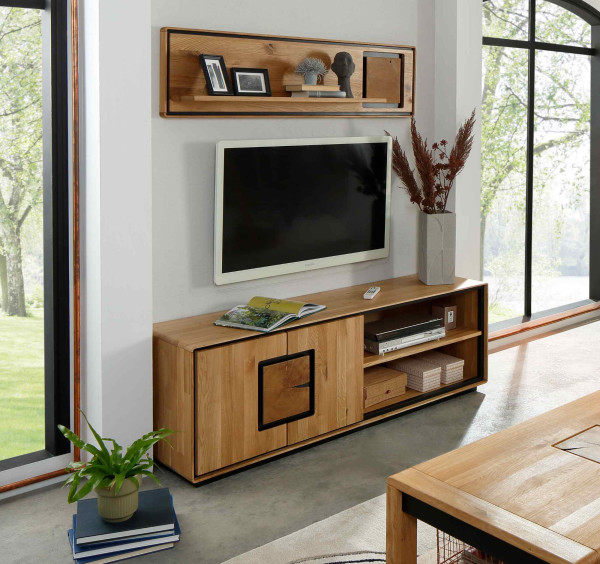 Wohnwand 4 WZ-0625 in Wildeiche massiv geölt