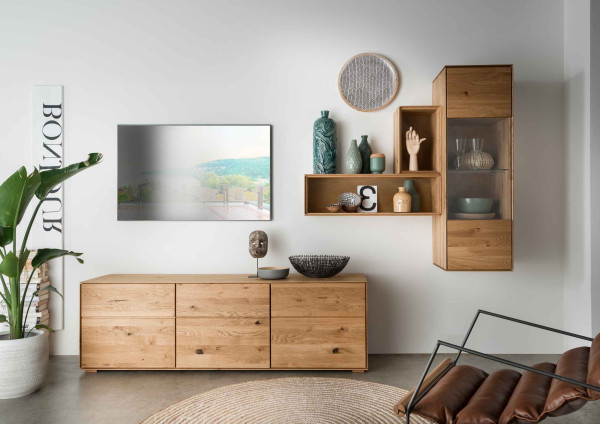 Wohnwand 4 WZ-0546 in Wildeiche massiv geölt